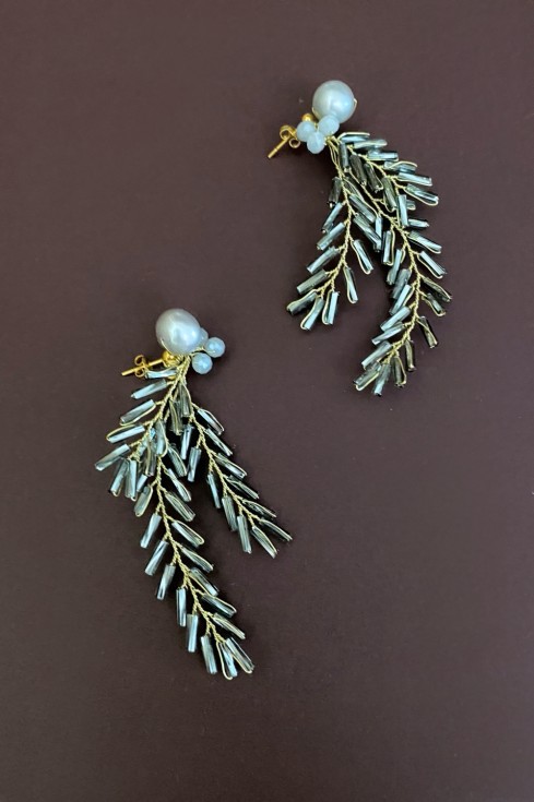 10. Kolczyki Twig Silver Grey 