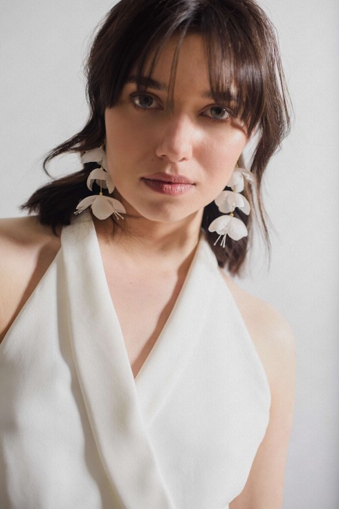 Delicate bridal silk Bluebell earrings