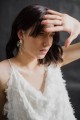 Bridal pearl and beads White Twig earrings