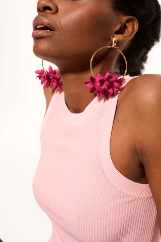 Hortensia Pink Peacock Earrings