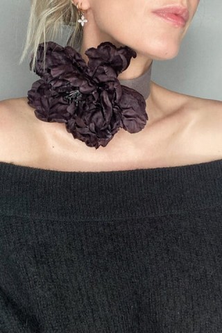Wild Rose Silk Flower Pin In Plum